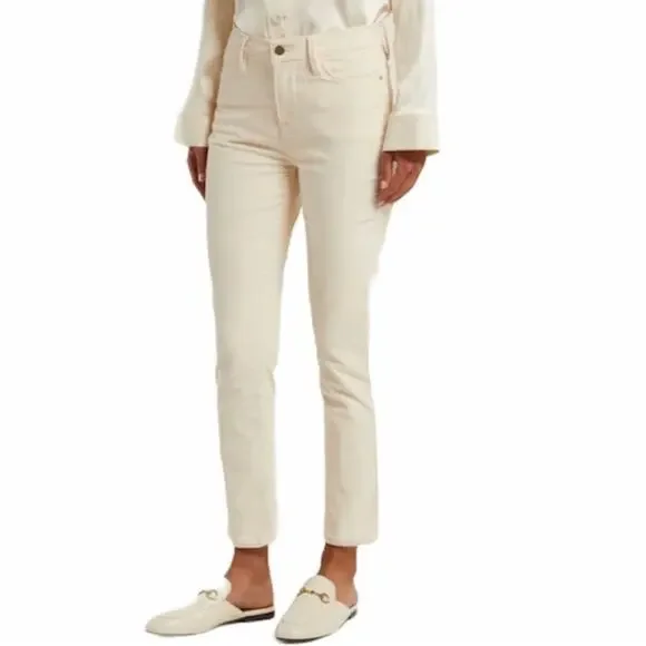 FRAME Ivory Winter White Velvet Skinny Pants Size 27 - Picture 1 of 8